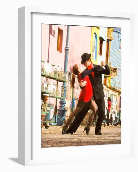 Tango Dancers on Caminito Avenue, La Boca District, Buenos Aires, Argentina-Stuart Westmoreland-Framed Photographic Print