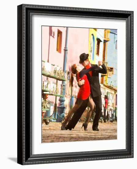 Tango Dancers on Caminito Avenue, La Boca District, Buenos Aires, Argentina-Stuart Westmoreland-Framed Photographic Print