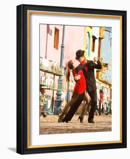 Tango Dancers on Caminito Avenue, La Boca District, Buenos Aires, Argentina-Stuart Westmoreland-Framed Photographic Print