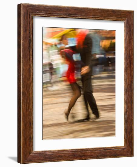 Tango Dancers on Caminito Avenue, La Boca District, Buenos Aires, Argentina-Stuart Westmoreland-Framed Photographic Print