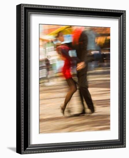 Tango Dancers on Caminito Avenue, La Boca District, Buenos Aires, Argentina-Stuart Westmoreland-Framed Photographic Print