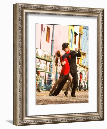 Tango Dancers on Caminito Avenue, La Boca District, Buenos Aires, Argentina-Stuart Westmoreland-Framed Photographic Print