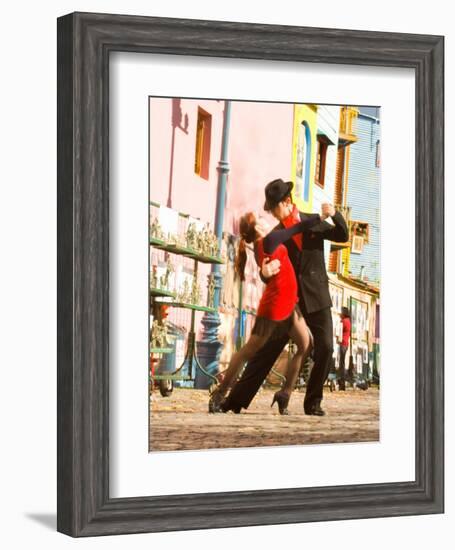 Tango Dancers on Caminito Avenue, La Boca District, Buenos Aires, Argentina-Stuart Westmoreland-Framed Photographic Print