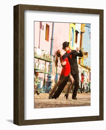 Tango Dancers on Caminito Avenue, La Boca District, Buenos Aires, Argentina-Stuart Westmoreland-Framed Photographic Print