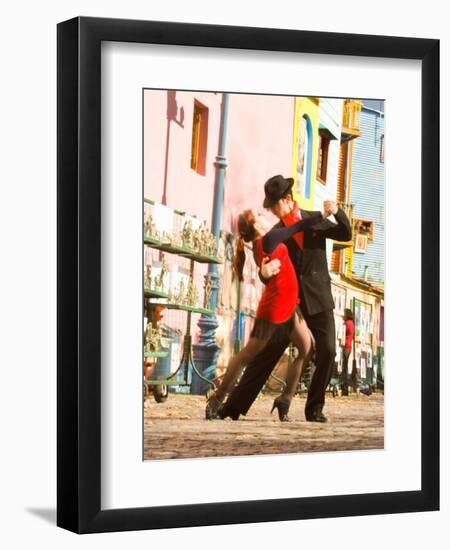 Tango Dancers on Caminito Avenue, La Boca District, Buenos Aires, Argentina-Stuart Westmoreland-Framed Photographic Print