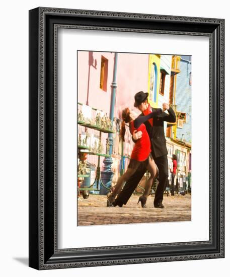 Tango Dancers on Caminito Avenue, La Boca District, Buenos Aires, Argentina-Stuart Westmoreland-Framed Photographic Print