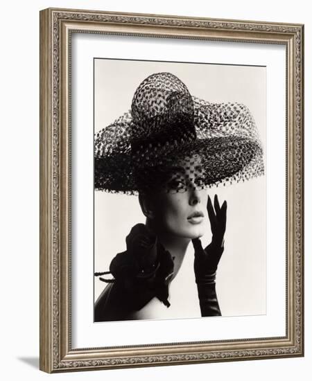 Tania Mallet in a Madame Paulette Stiffened Net Picture Hat, 1963-John French-Framed Giclee Print