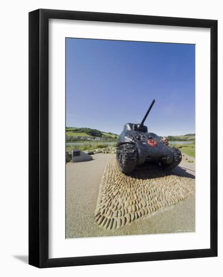 Tank Commemorating D-Day Rehearsals, Slapton Sands, Slapton Ley, South Hams, Devon, England-David Hughes-Framed Photographic Print