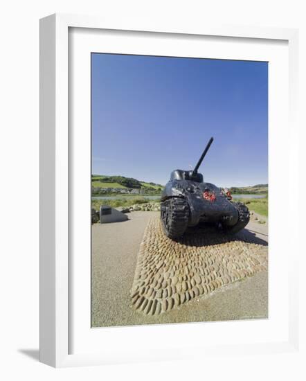 Tank Commemorating D-Day Rehearsals, Slapton Sands, Slapton Ley, South Hams, Devon, England-David Hughes-Framed Photographic Print