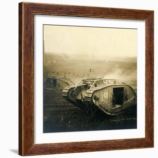 Tank on the move, c1914-c1918-Unknown-Framed Photographic Print