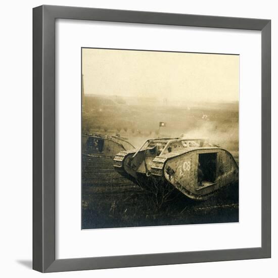 Tank on the move, c1914-c1918-Unknown-Framed Photographic Print