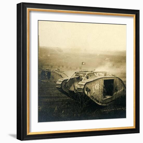 Tank on the move, c1914-c1918-Unknown-Framed Photographic Print