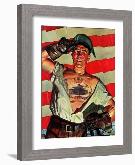 "Tank Tattoo," November 8, 1941-Howard Scott-Framed Giclee Print