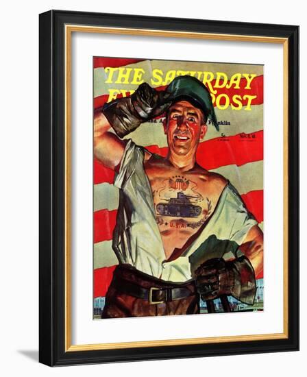 "Tank Tattoo," Saturday Evening Post Cover, November 8, 1941-Howard Scott-Framed Giclee Print