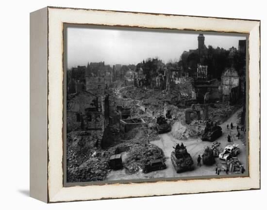 Tanks of the U.S. 7th Army Rumble Through Nuremberg-null-Framed Premier Image Canvas