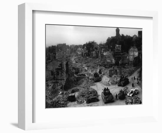 Tanks of the U.S. 7th Army Rumble Through Nuremberg-null-Framed Photographic Print