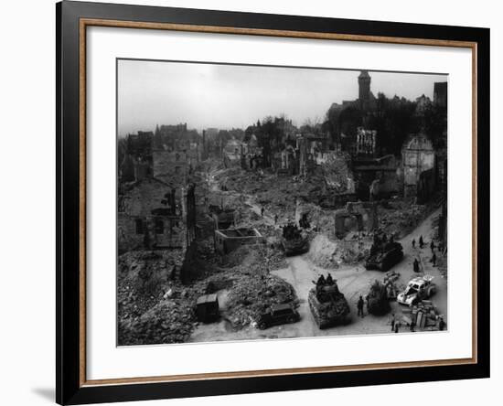 Tanks of the U.S. 7th Army Rumble Through Nuremberg-null-Framed Photographic Print