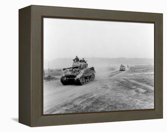 Tanks on the Move to Vire over the Tank Runs, c.1945-English Photographer-Framed Premier Image Canvas