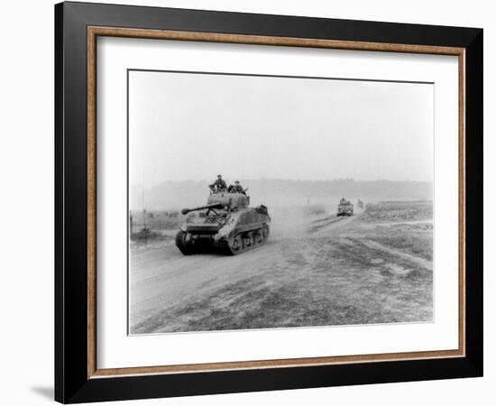 Tanks on the Move to Vire over the Tank Runs, c.1945-English Photographer-Framed Photographic Print