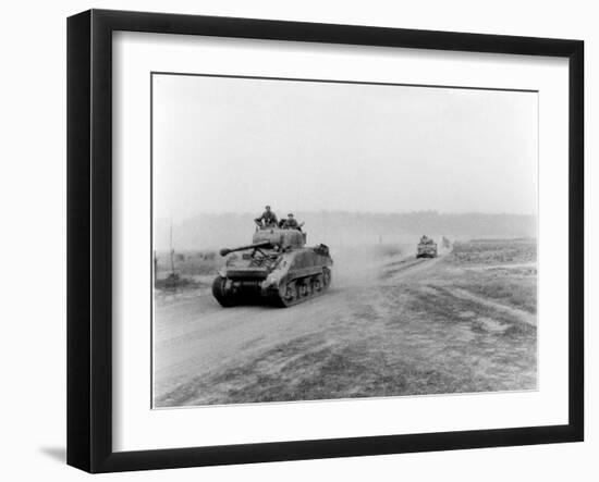 Tanks on the Move to Vire over the Tank Runs, c.1945-English Photographer-Framed Photographic Print
