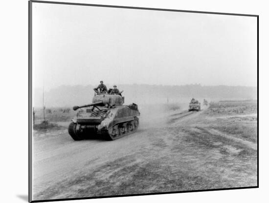 Tanks on the Move to Vire over the Tank Runs, c.1945-English Photographer-Mounted Photographic Print