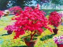 Painting Oil Color Landscape Original Colorful of Paper Flower Tree and Emotion at the Garden in Th-Tanom Kongchan-Art Print