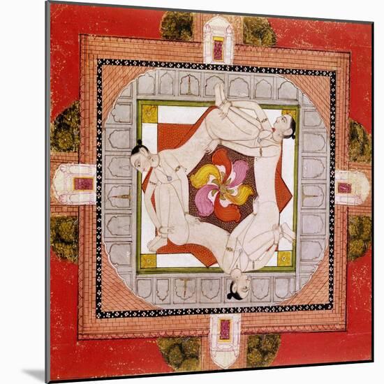 Tantric Miniature Depicting Three Women Forming a Chain-null-Mounted Giclee Print