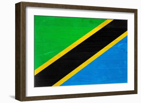 Tanzania Flag Design with Wood Patterning - Flags of the World Series-Philippe Hugonnard-Framed Premium Giclee Print