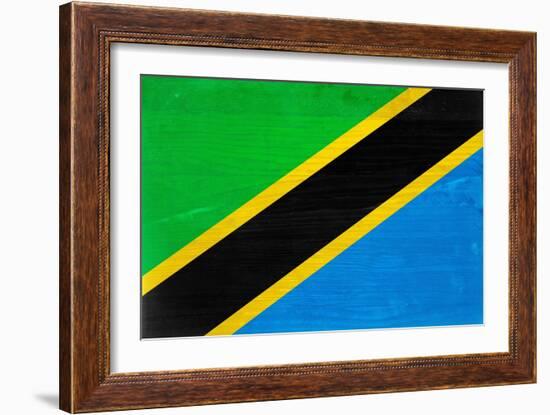 Tanzania Flag Design with Wood Patterning - Flags of the World Series-Philippe Hugonnard-Framed Premium Giclee Print