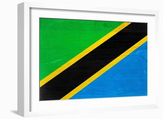 Tanzania Flag Design with Wood Patterning - Flags of the World Series-Philippe Hugonnard-Framed Premium Giclee Print