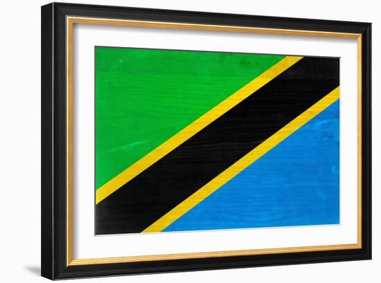 Tanzania Flag Design with Wood Patterning - Flags of the World Series-Philippe Hugonnard-Framed Premium Giclee Print