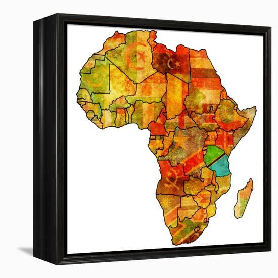 Tanzania on Actual Map of Africa-michal812-Framed Stretched Canvas