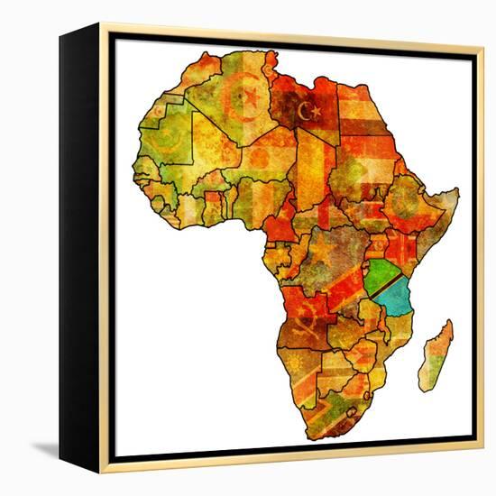 Tanzania on Actual Map of Africa-michal812-Framed Stretched Canvas