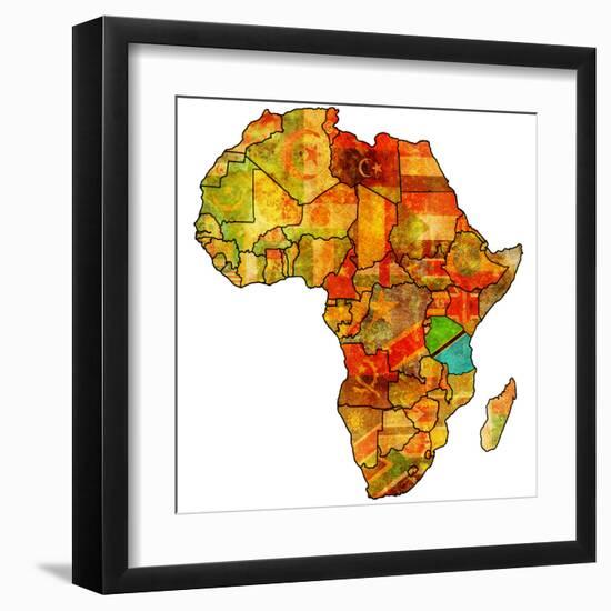 Tanzania on Actual Map of Africa-michal812-Framed Art Print