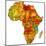 Tanzania on Actual Map of Africa-michal812-Mounted Art Print