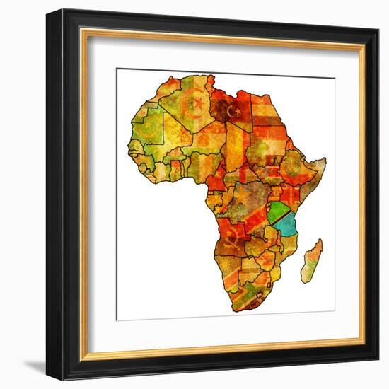 Tanzania on Actual Map of Africa-michal812-Framed Art Print