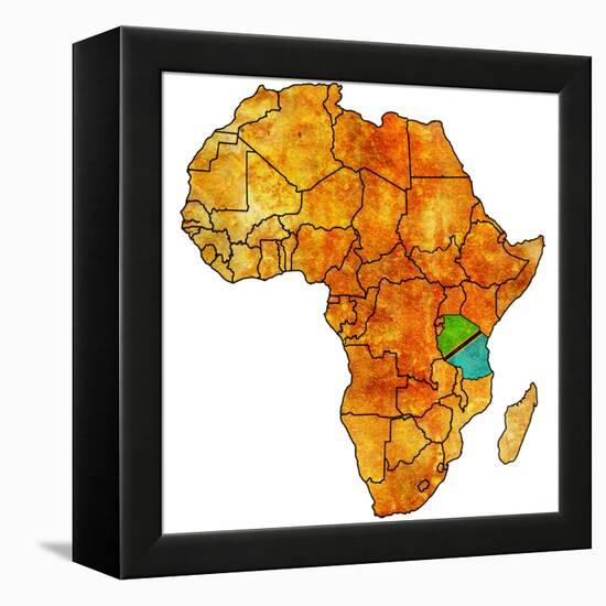 Tanzania on Actual Map of Africa-michal812-Framed Stretched Canvas