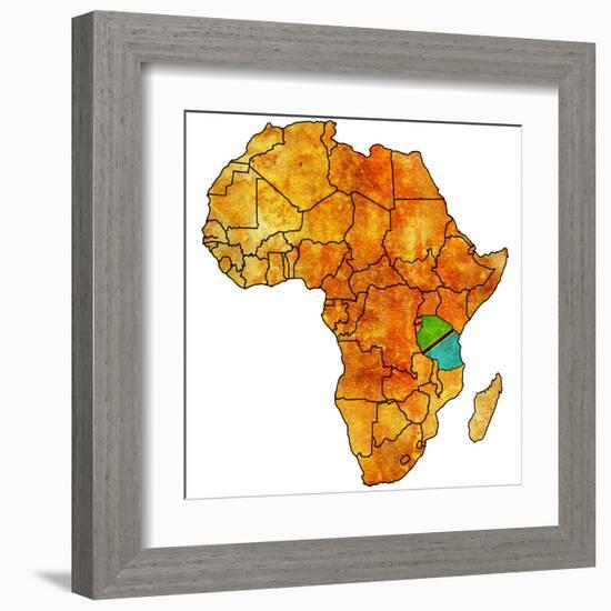 Tanzania on Actual Map of Africa-michal812-Framed Art Print