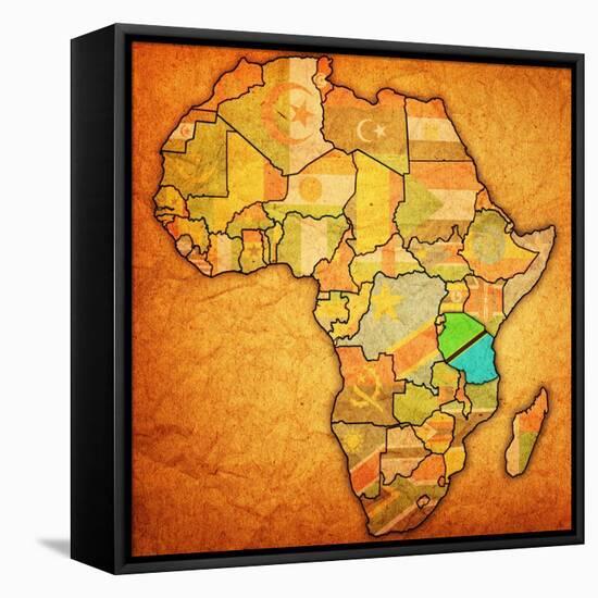 Tanzania on Actual Map of Africa-michal812-Framed Stretched Canvas