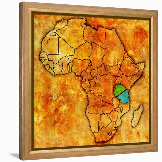 Tanzania on Actual Map of Africa-michal812-Framed Stretched Canvas