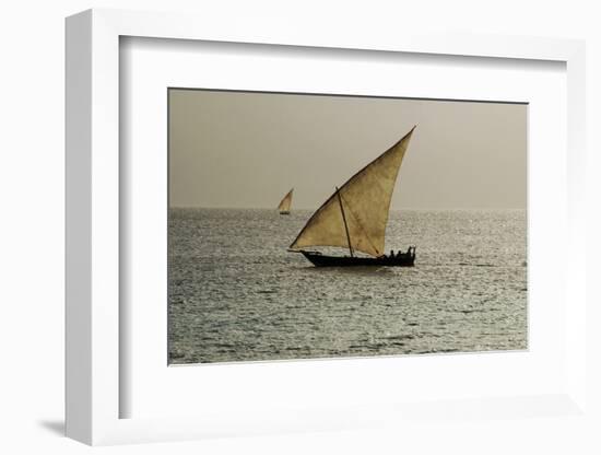 Tanzania, Zanzibar, Nungwi, Traditional Sailing Boat with Storm-Anthony Asael-Framed Photographic Print