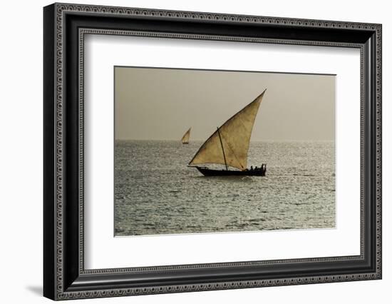 Tanzania, Zanzibar, Nungwi, Traditional Sailing Boat with Storm-Anthony Asael-Framed Photographic Print