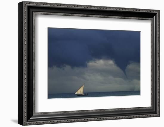 Tanzania, Zanzibar, Nungwi, Traditional Sailing Boat with Storm-Anthony Asael-Framed Photographic Print