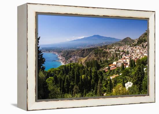 Taormina and Mount Etna Volcano Seen from Teatro Greco (Greek Theatre)-Matthew Williams-Ellis-Framed Premier Image Canvas