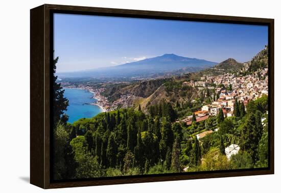 Taormina and Mount Etna Volcano Seen from Teatro Greco (Greek Theatre)-Matthew Williams-Ellis-Framed Premier Image Canvas