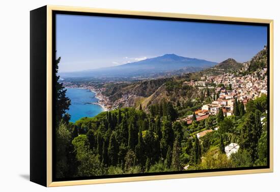 Taormina and Mount Etna Volcano Seen from Teatro Greco (Greek Theatre)-Matthew Williams-Ellis-Framed Premier Image Canvas