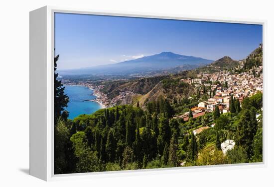 Taormina and Mount Etna Volcano Seen from Teatro Greco (Greek Theatre)-Matthew Williams-Ellis-Framed Premier Image Canvas