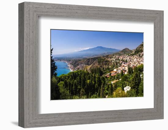 Taormina and Mount Etna Volcano Seen from Teatro Greco (Greek Theatre)-Matthew Williams-Ellis-Framed Photographic Print