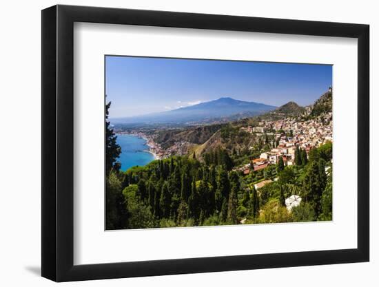 Taormina and Mount Etna Volcano Seen from Teatro Greco (Greek Theatre)-Matthew Williams-Ellis-Framed Photographic Print