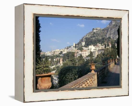 Taormina from the Public Gardens, Island of Sicily, Italy, Mediterranean-Sheila Terry-Framed Premier Image Canvas